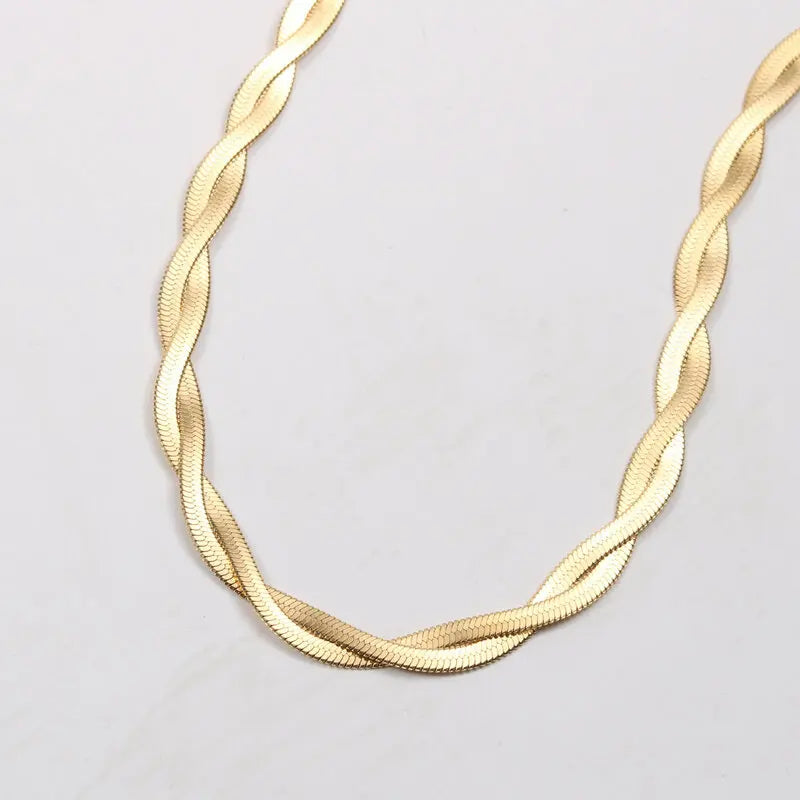 Fenny No Fade Cubic Popular Twist Snake Chain Necklace Trend for Women Statememnt Stainless Steel Jewelry Wholesale