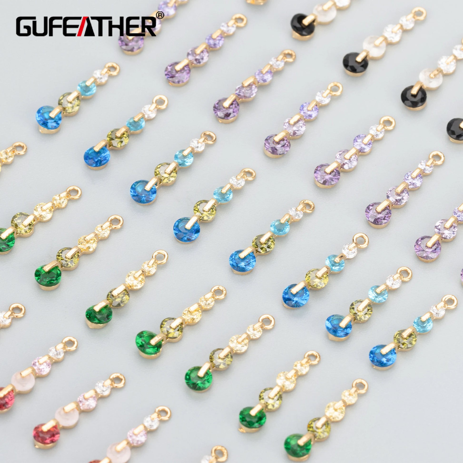 MB56 6pcs/lot Metal Jewelry Accessories 18k Gold Plated Nickel Freecopper Zircon Charms DIY Pendants