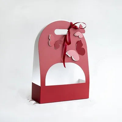 Recyclable Butterfly Mini Cake Flower Cake Box With Handle 3d Butterfly Cutting Paper Packaging Box for Flower Decoration