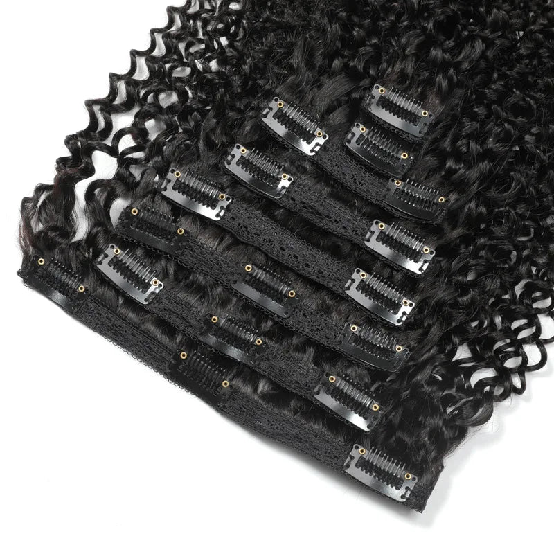 10 Inch to 22 Inch Longer Clip Ins Natural Hair Extension 100% Human Soft Loose Deep Wave Natural Hair Color