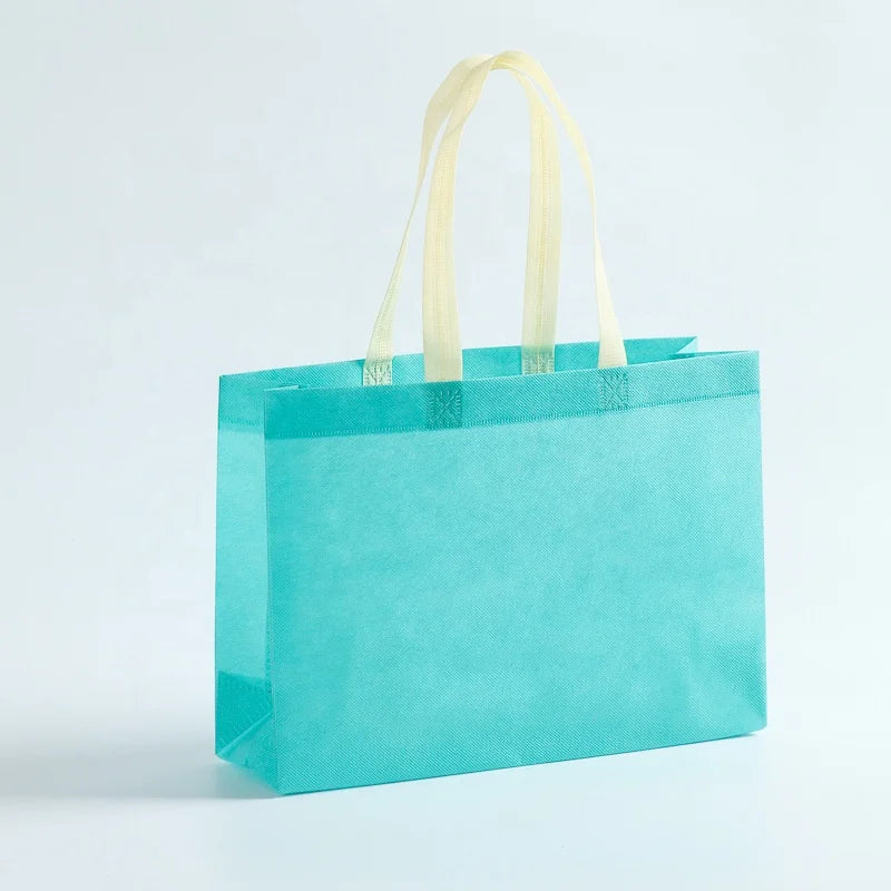 Unique Branding Eco-friendly Non-Woven Promotional Totes Custom Logo Color Geometric Pattern Open Top Backup Bag Travel Shopp
