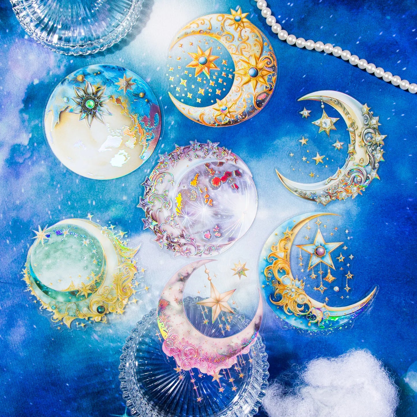 6 Pieces/monthly Package: Moon Themed DIY Material Decoration Stickers in the Moon Vine Neon Series 6 Pieces in 6 Styles