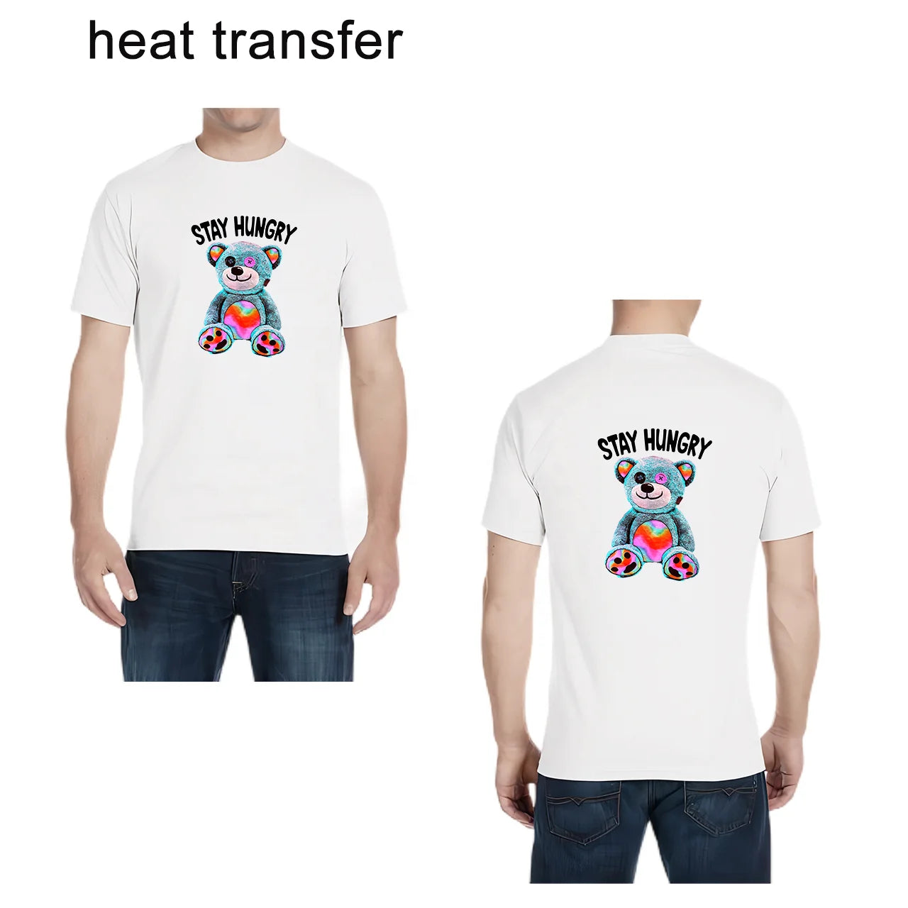 Teddy Bear Design Vinyl Stickers Colorful Custom Print Labels Dtf Designs Ready to Press Transfer Printing for T-shirt