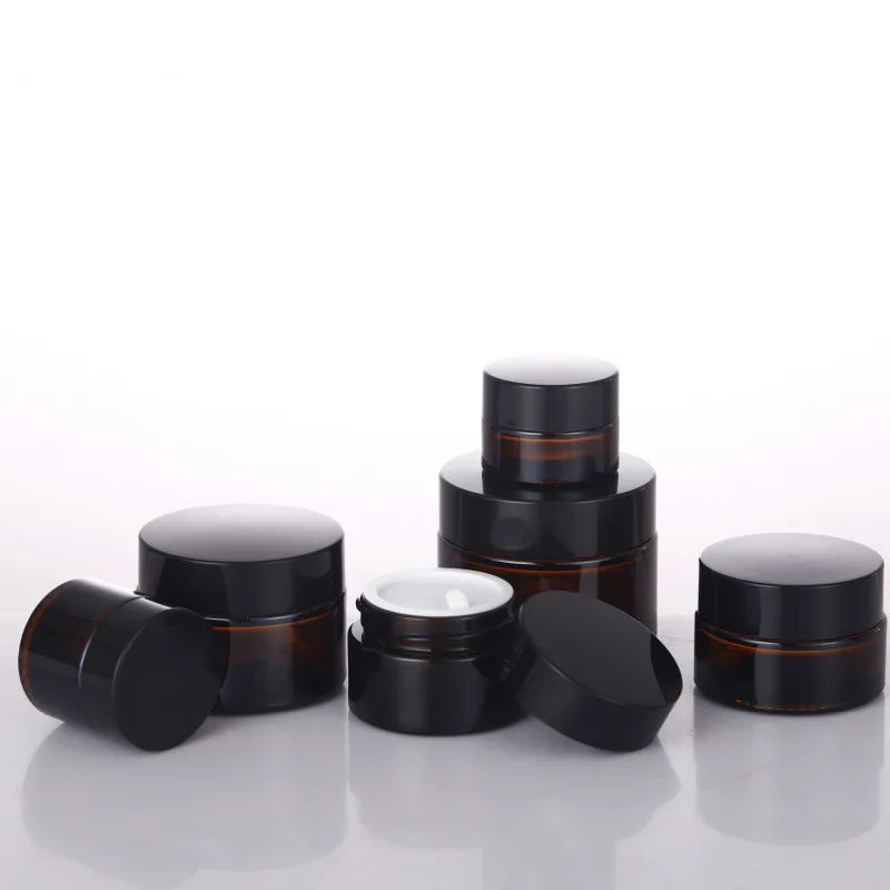 Custom 10g-50g 30g Clear Frosted Amber Glass Jar Screw Cap Cosmetic Packaging Container for Skin Care Cream Lotion 100g 500ml