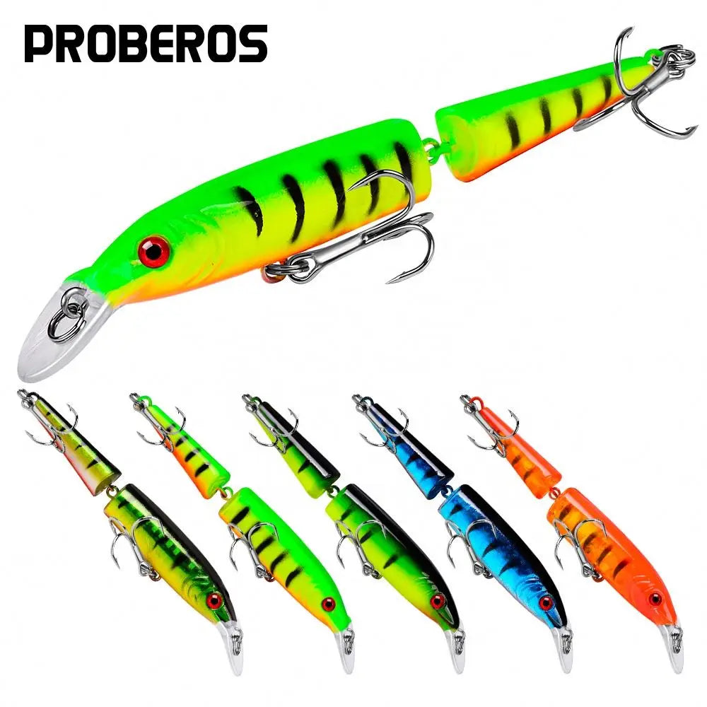 Sinking Shaking Minnow Lure 2 Segments Multi Jointed Fishing Wobbler Hard Bassbait Lure