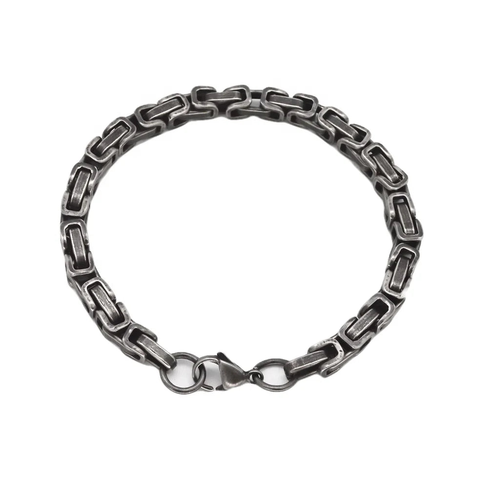 Stainless Steel Handmade Platinum Moissanite Bracelet for Men Viking Men Steel Chain