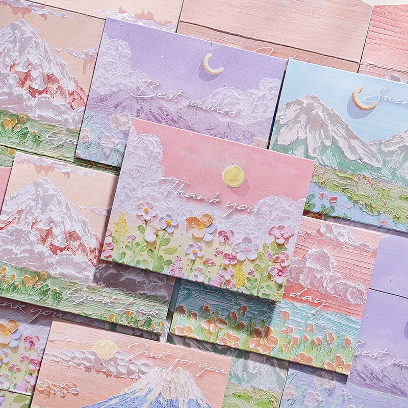 Landscape Oil Painting 3D Thank You Cards Custom Paper Card