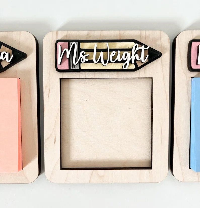 Teacher Appreciation Gifts Rectangular Notes Organizer Wooden Sticky Notes Holder for Teacher's Day Gift