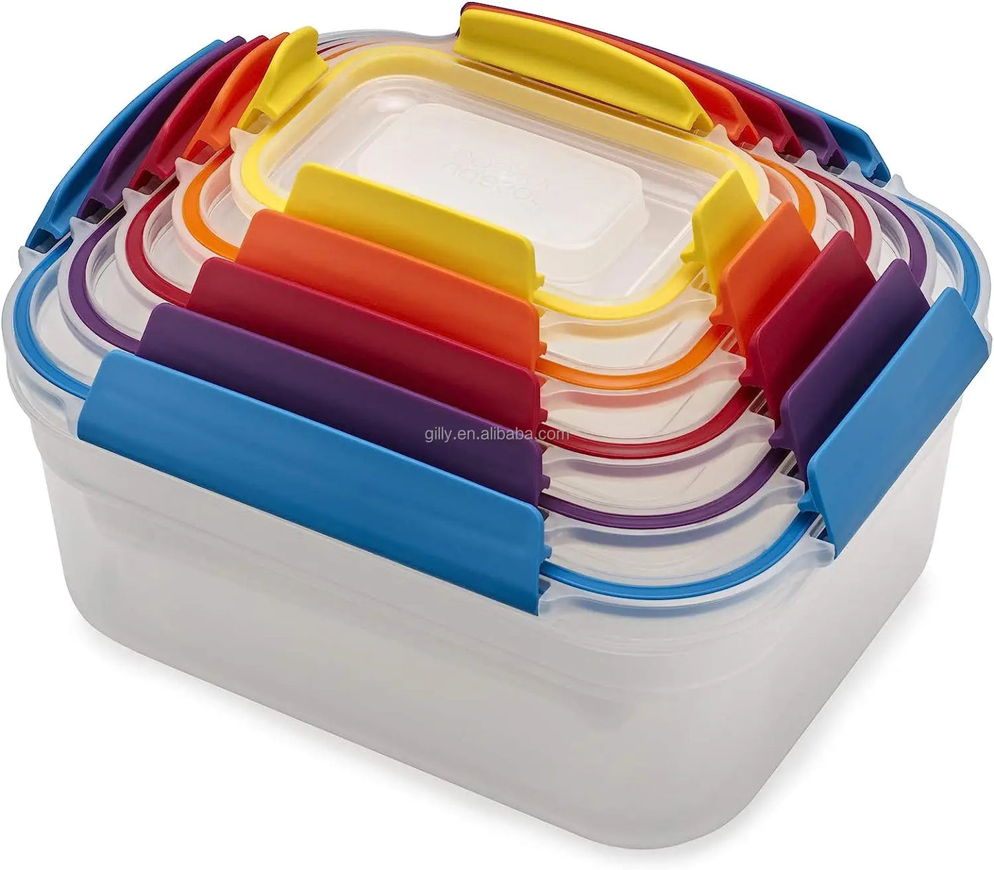 Gilly Nest Lock Plastic BPA Free Microwavable Portable Food Storage Container Set Airtight Leakproof Lids 10-Piece Multi-Colo