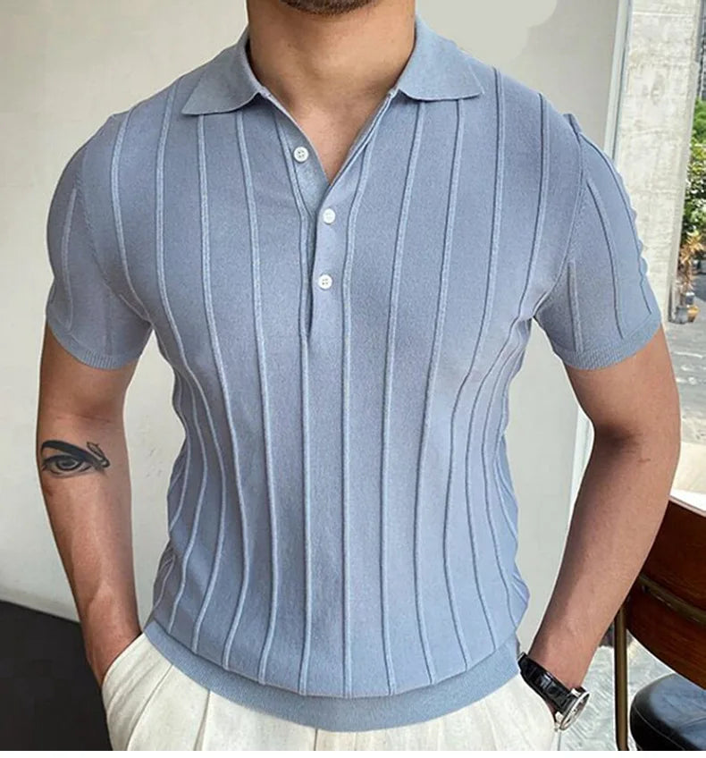 2026 Custom Summer Solid Color Breathable Viscose Knitted Pullover Men's Short Sleeve for Shirts High Quality
