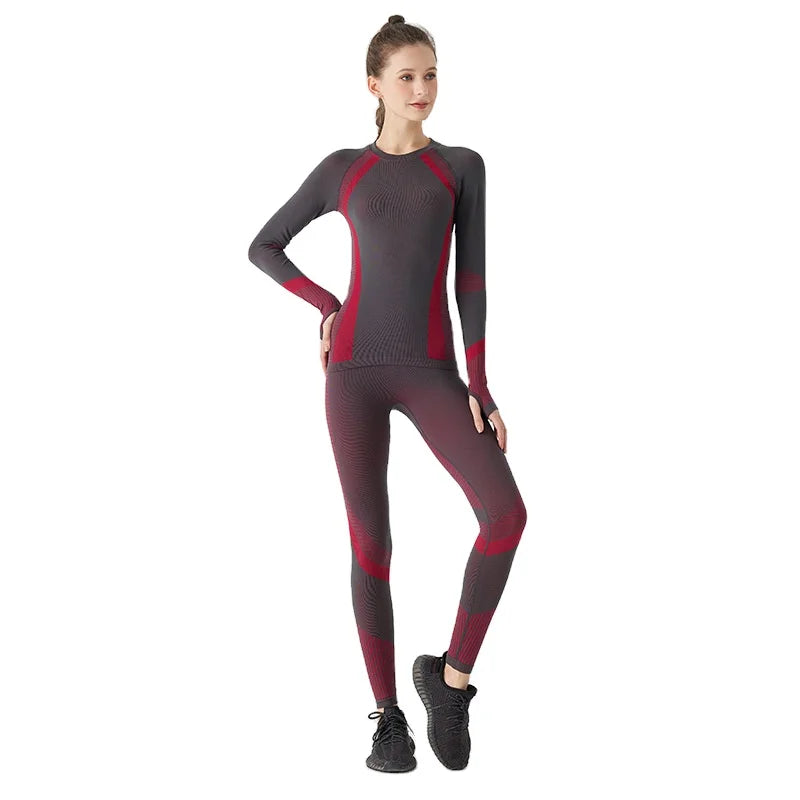Ultra Soft Fleece Lined Women's Long Johns Thermal Underwear Set Breathable Seamless Eco-Friendly Winter Ski Base Layer Top