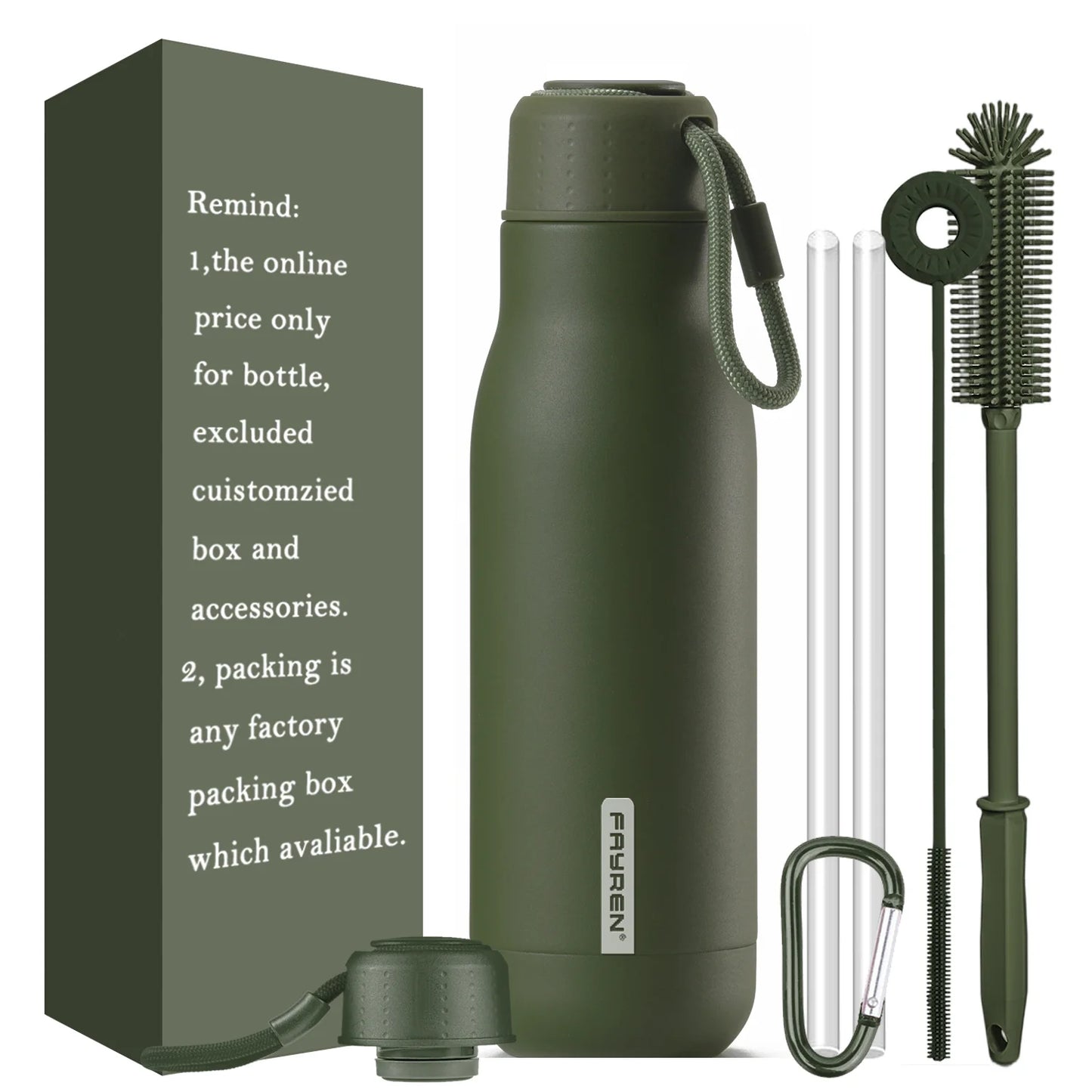 2024 Stainless Steel Vacuum Insulated Double Wall Water Bottle Lid Customizable Color Logo 6-12 Hours Thermal Insulation for