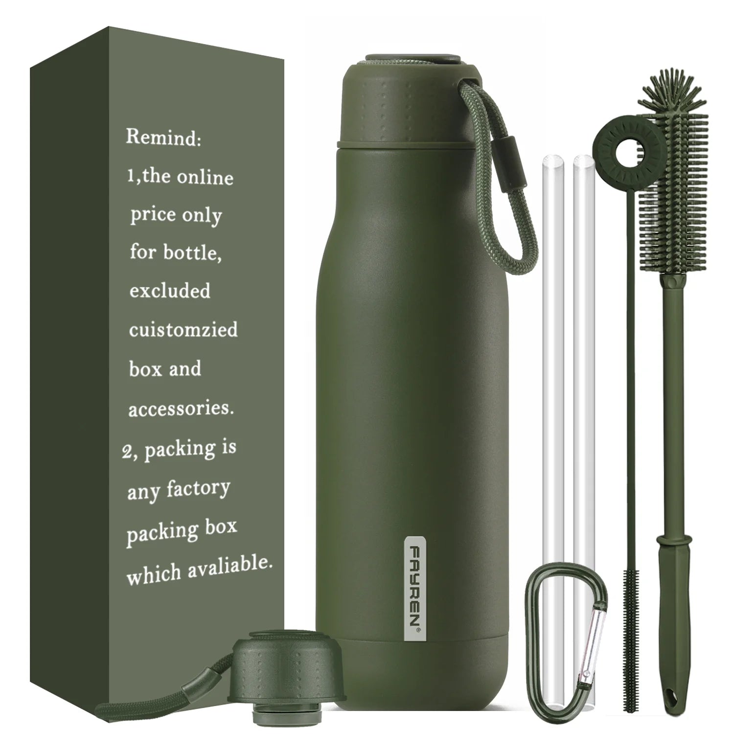 2024 Stainless Steel Vacuum Insulated Double Wall Water Bottle Lid Customizable Color Logo 6-12 Hours Thermal Insulation for