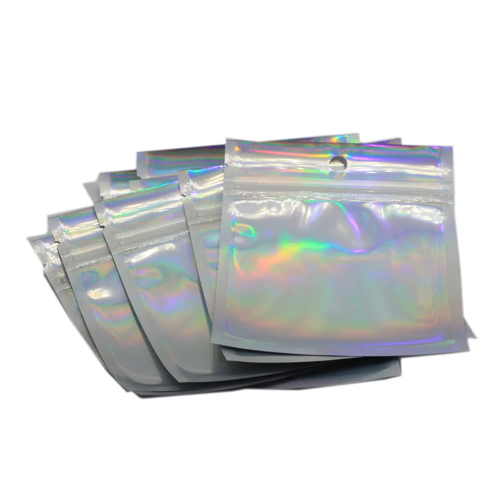Wholesale Custom 100pcs/bag 6*10cm Resealable Laser Zipper Bag for Jewelry Charm Pendants Jewelry Packaging & Display