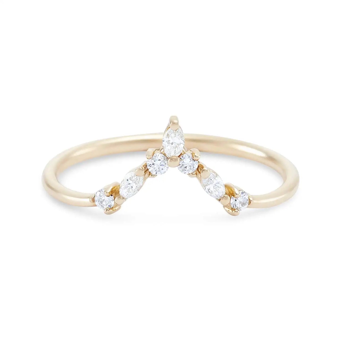 Custom New Elegant Around and Marquise White Cubic Zircon V Shaped Stacking 925 Sterling Silver Rings Jewelry