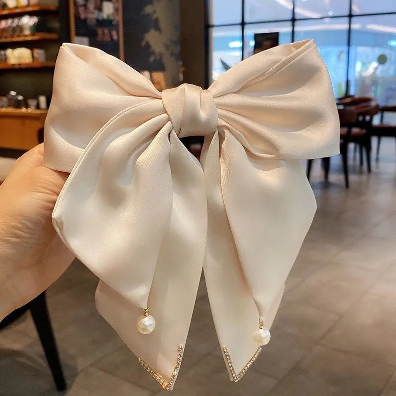 KLACOMA Fashion Bow Knot Korean Style Sweet Multi-layer Satin Fabric Ribbon Hair Clip Colorful Wholesale