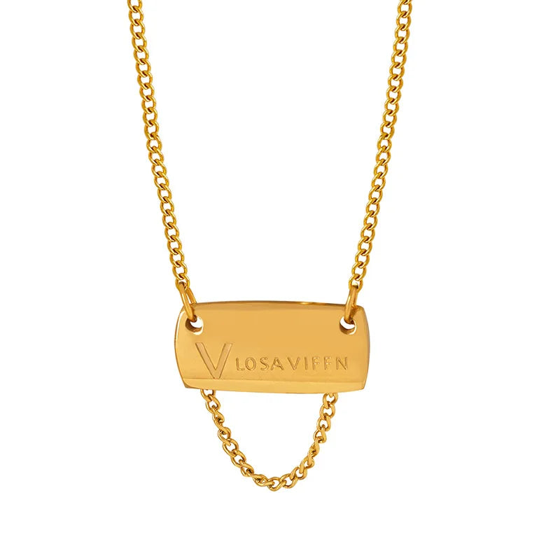 New Fangpai English Letters Can Be Customized Titanium Steel Pendant Necklace 18kpvd Gold Plated Jewelry Necklace