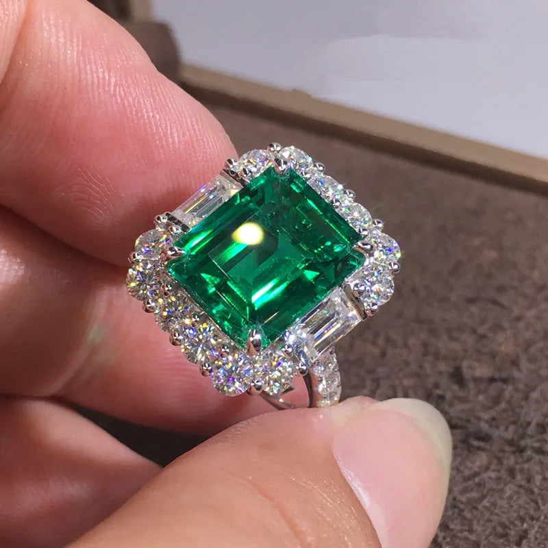CAOSHI Noble Green Cubic Zirconia Women Rings for Wedding Anniversary Party Silver Color New Trendy Jewelry Elegant Female Ri