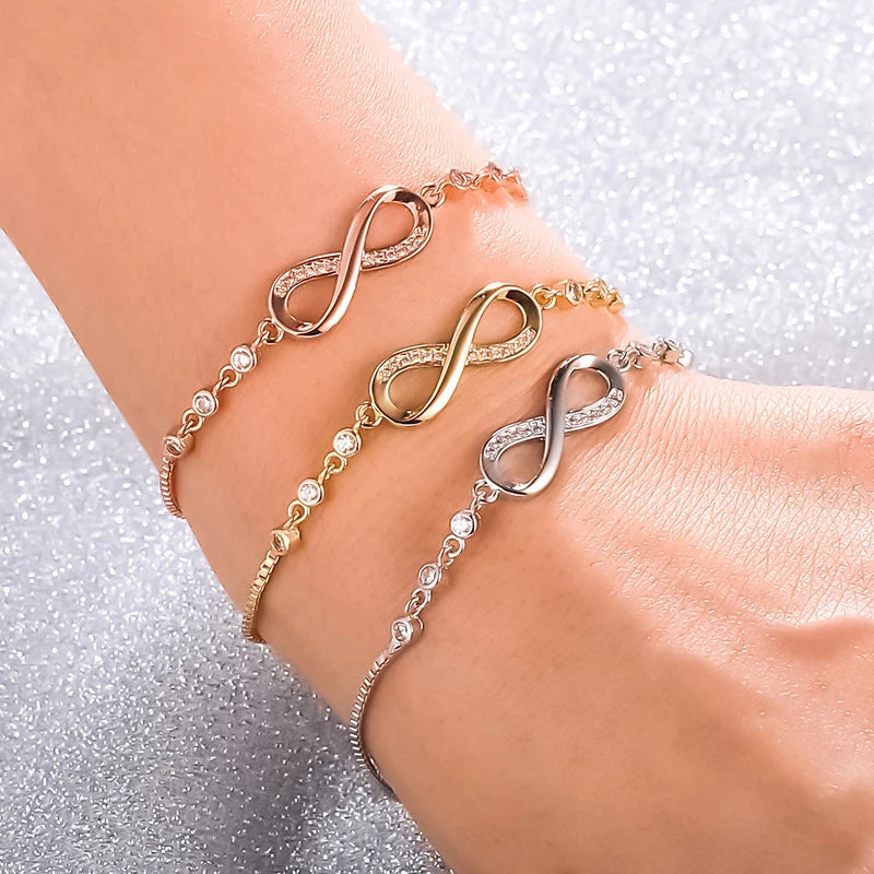 European American Fashion Jewelry Personality 8 Loop Bracelet Simple Adjustable Bracelet Boutique Zircon Bracelet