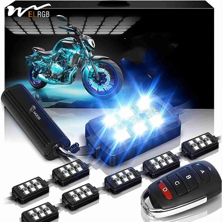 Multi-Color Neon RGB Strips Wireless Smart Remote Controller Compatible Motorcycle LED Light Kit