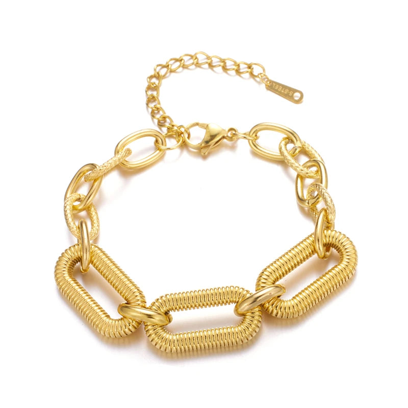 Women 14k 18k Gold Plating Splicing Waterproof Bracelets and Bangles