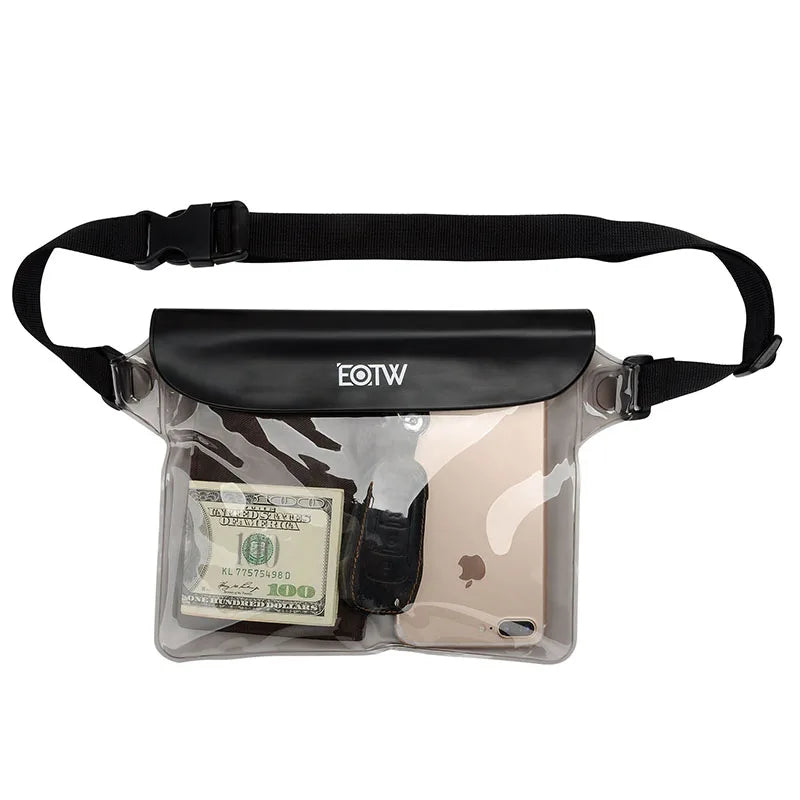 Custom Logo Screen Printed High-Capacity PVC Clear Waterproof Ziplock Top Fanny Pack Men Women's Outdoor Sport Waist Bag for