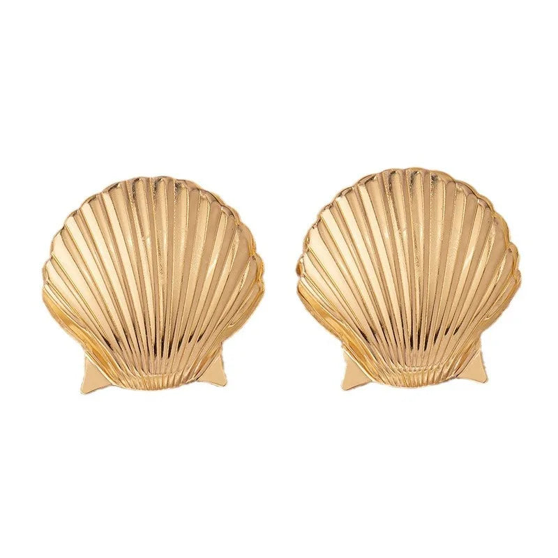 Bohemian New Fashion Gold Plated Shell Drop Earring for Women Metal Summer Holiday Exquisite Earrings Jewelry