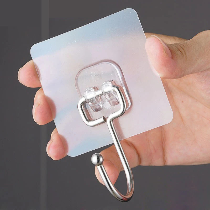 12 Pack Stainless Steel Self-Adhesive Robe Hooks for Kitchen Bathroom Ready to Ship Wall Hanging Tools 8KG Capacity Double Ti