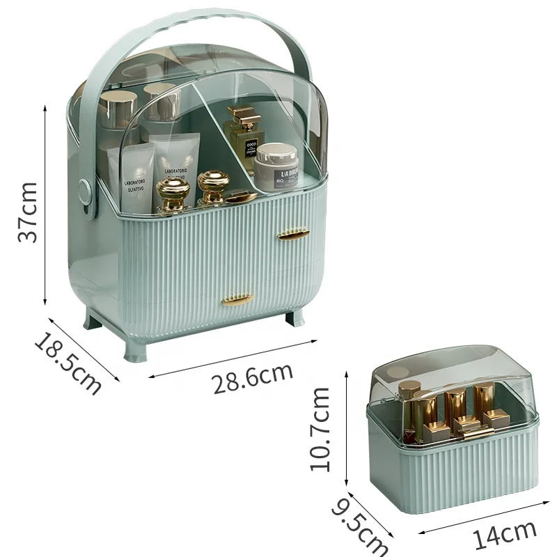 Transparent PET Plastic Modern Makeup Organizer Storage Box Portable Cosmetic Organizer Dustproof Skincare Display Case