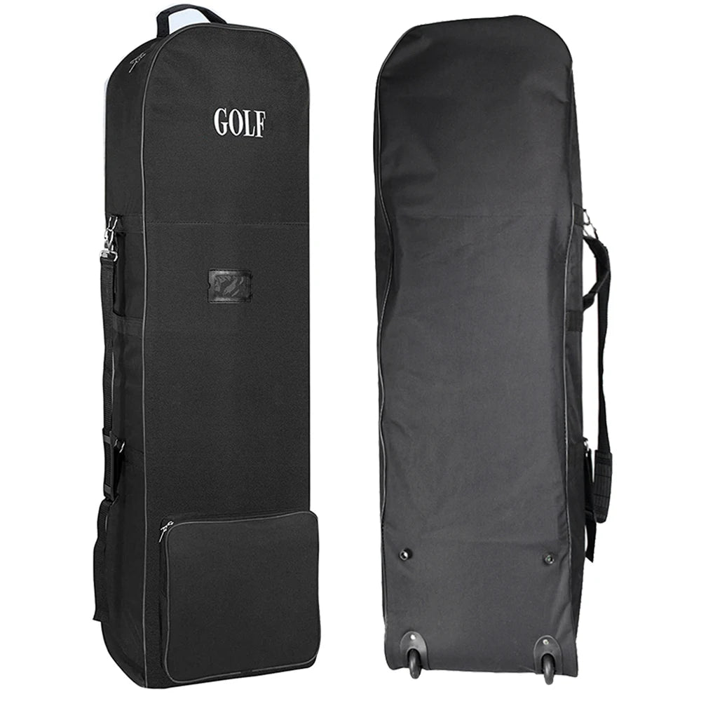 Lightweight Portable Foldable Soft Nylon Black Golf Travel Bag with Wheels Golf Club Case Large Capacity Aviation Bag
