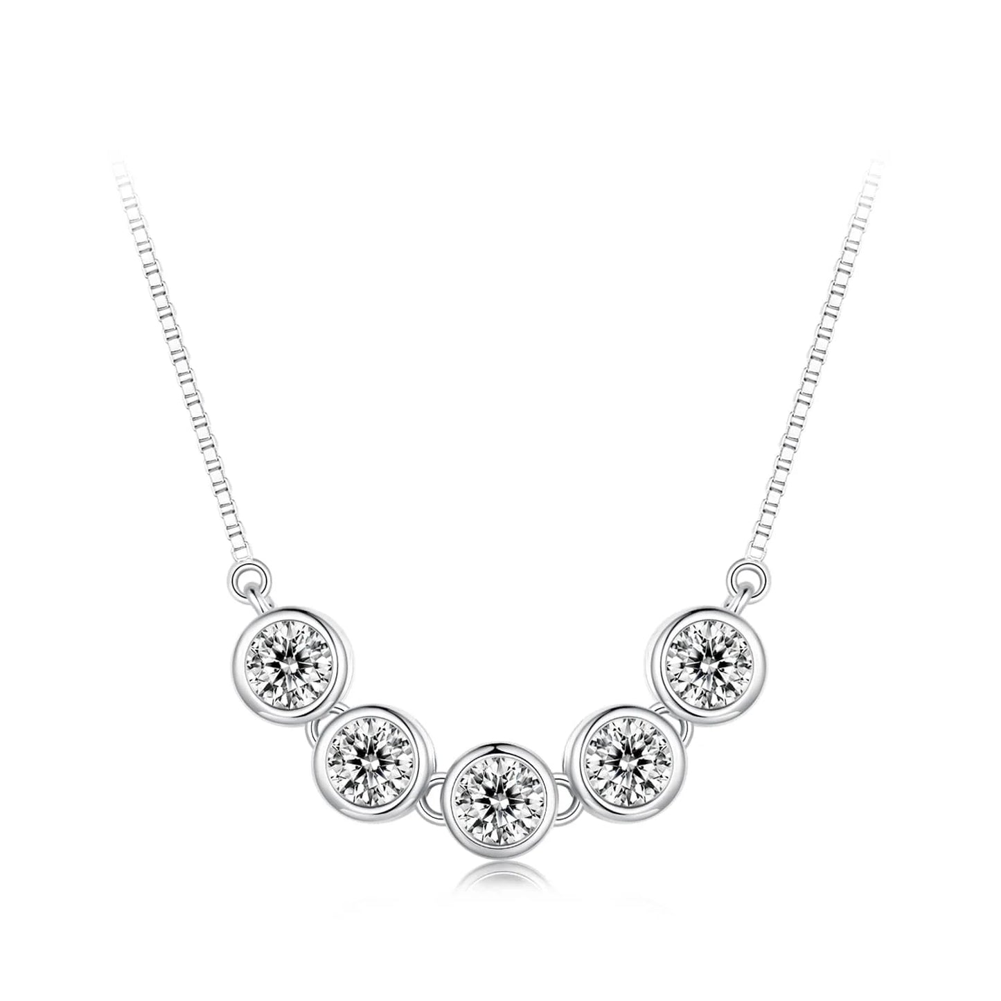 Factory Wholesale 0.3ct Moissanite Round Brilliant Cutting Bubble Design 18K Gold Plated 925 Sterling Silver Necklaces