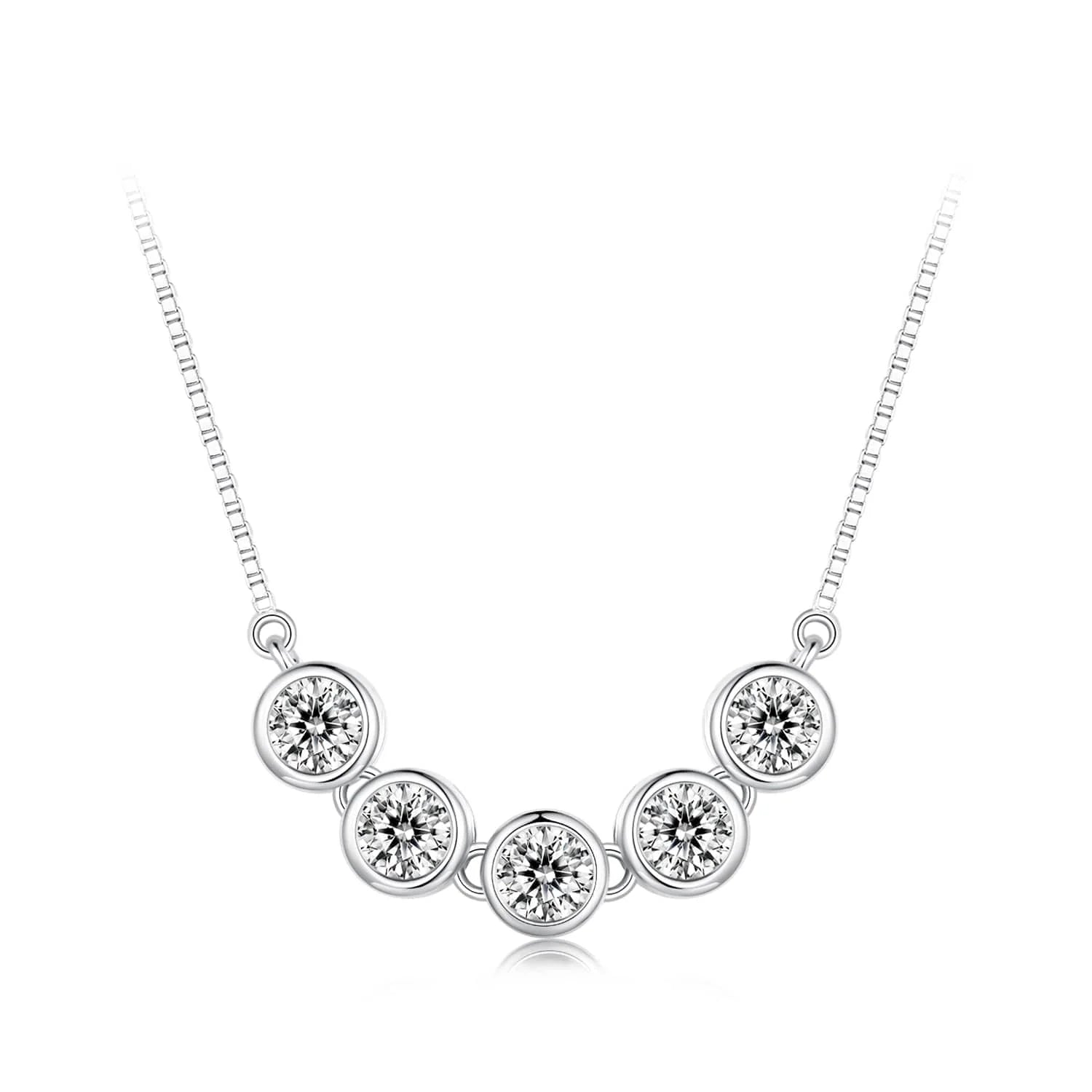 Factory Wholesale 0.3ct Moissanite Round Brilliant Cutting Bubble Design 18K Gold Plated 925 Sterling Silver Necklaces