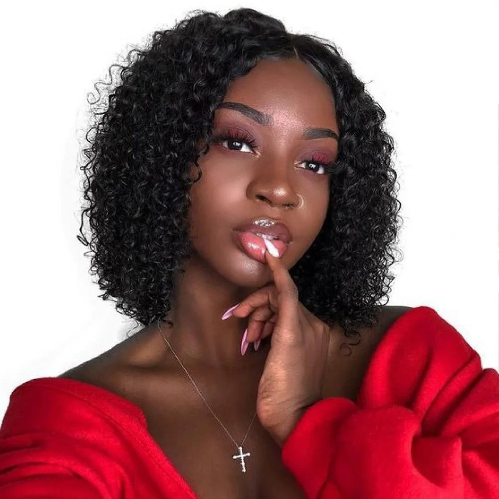 Wholesale Indian Virgin Raw Human Hair Wigs Supplier Short Curly Bob Wigs Natural Color 13x4 Full Frontal Swiss Lace Front Wi