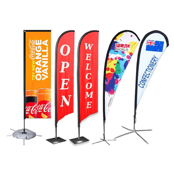 Custom Outdoor Promotion Advertising Barber Shop Flying Flag Pole Cheap Custom Beach Banners in Pennant Style