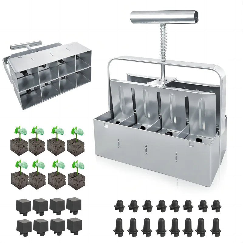 8 Cell Handheld Soil Blocker Soil Block Maker Soil Blocking Tool Carton Box