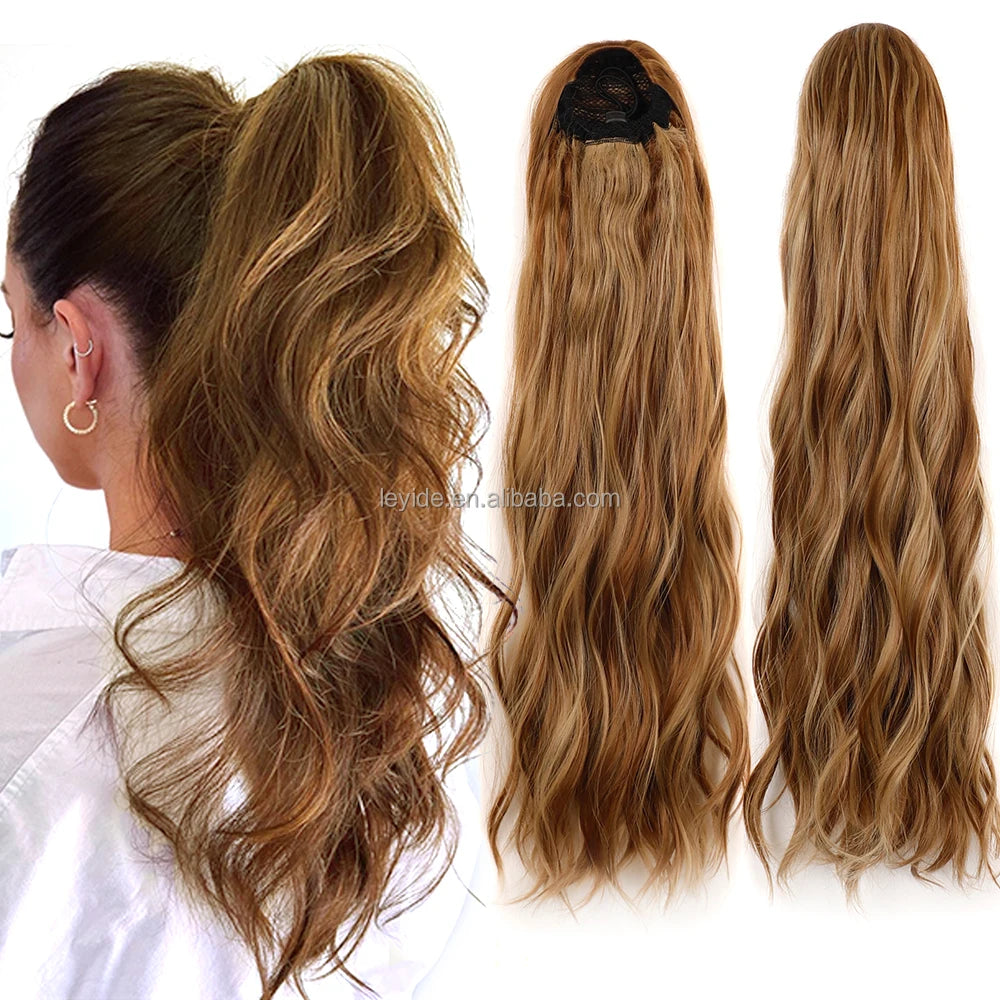 Soft Loose Wave Ponytail Hair Extension Synthetic High Resistant Fiber Drawstring Curly Wavy Pony Tail Hairpiece for Women Gi