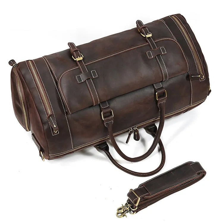 New Arrival Men's Multi-function Waterproof Genuine Leather Vintage Laptop Backpack Zipper Portable Durable Large Capacity 20