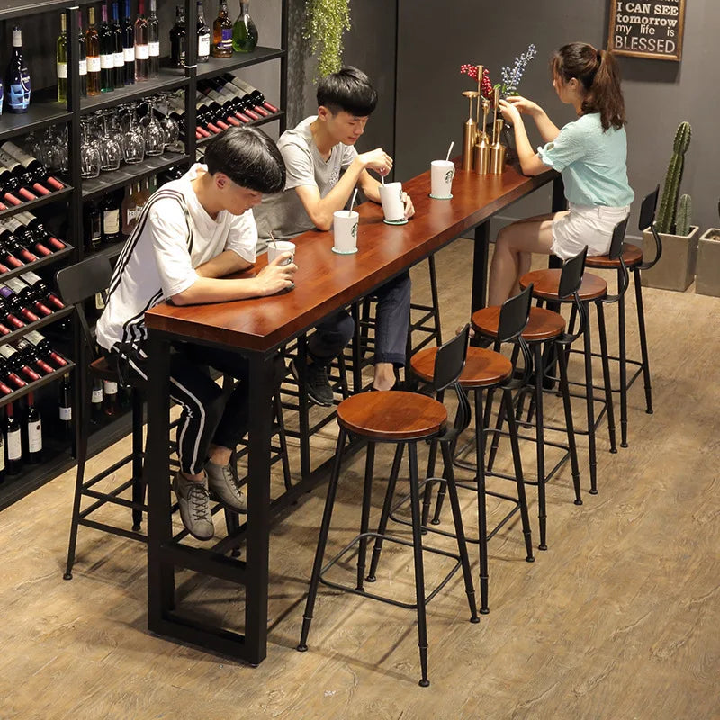 Simple Nordic Solid Wood bar Table Chair High End Wood bar Stools for Home Coffee Shop Tea Shop bar