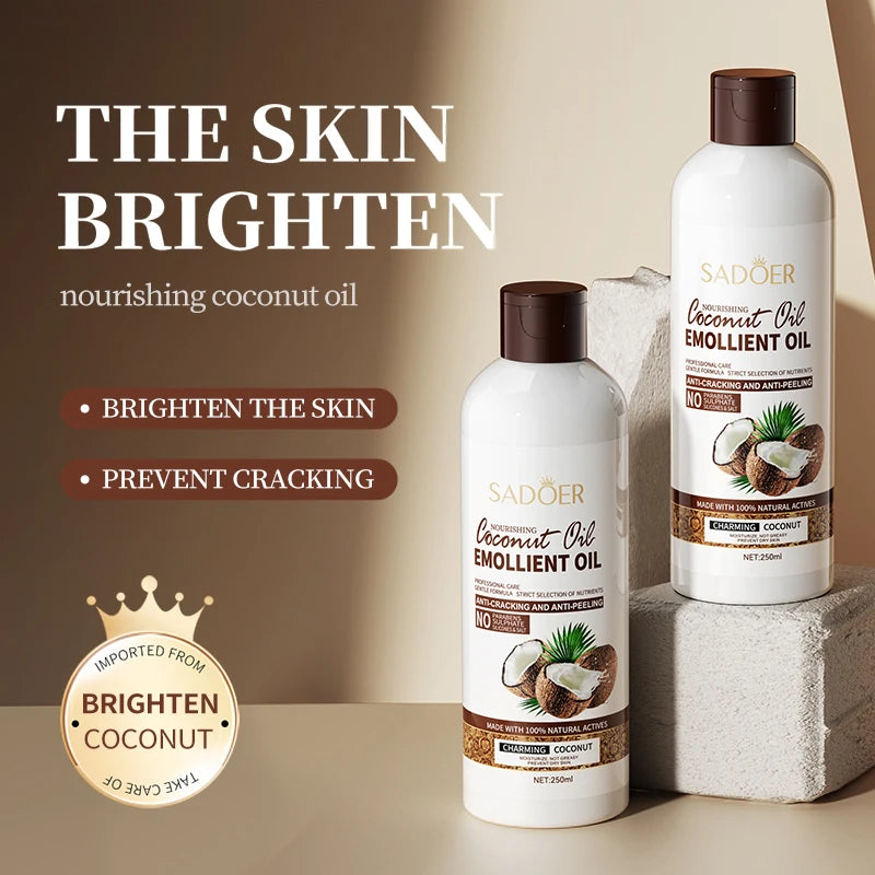 Private Label SADOER Body Care Skin Smooth Coconut Oil Moisturizing Skin Care Emollient Oil