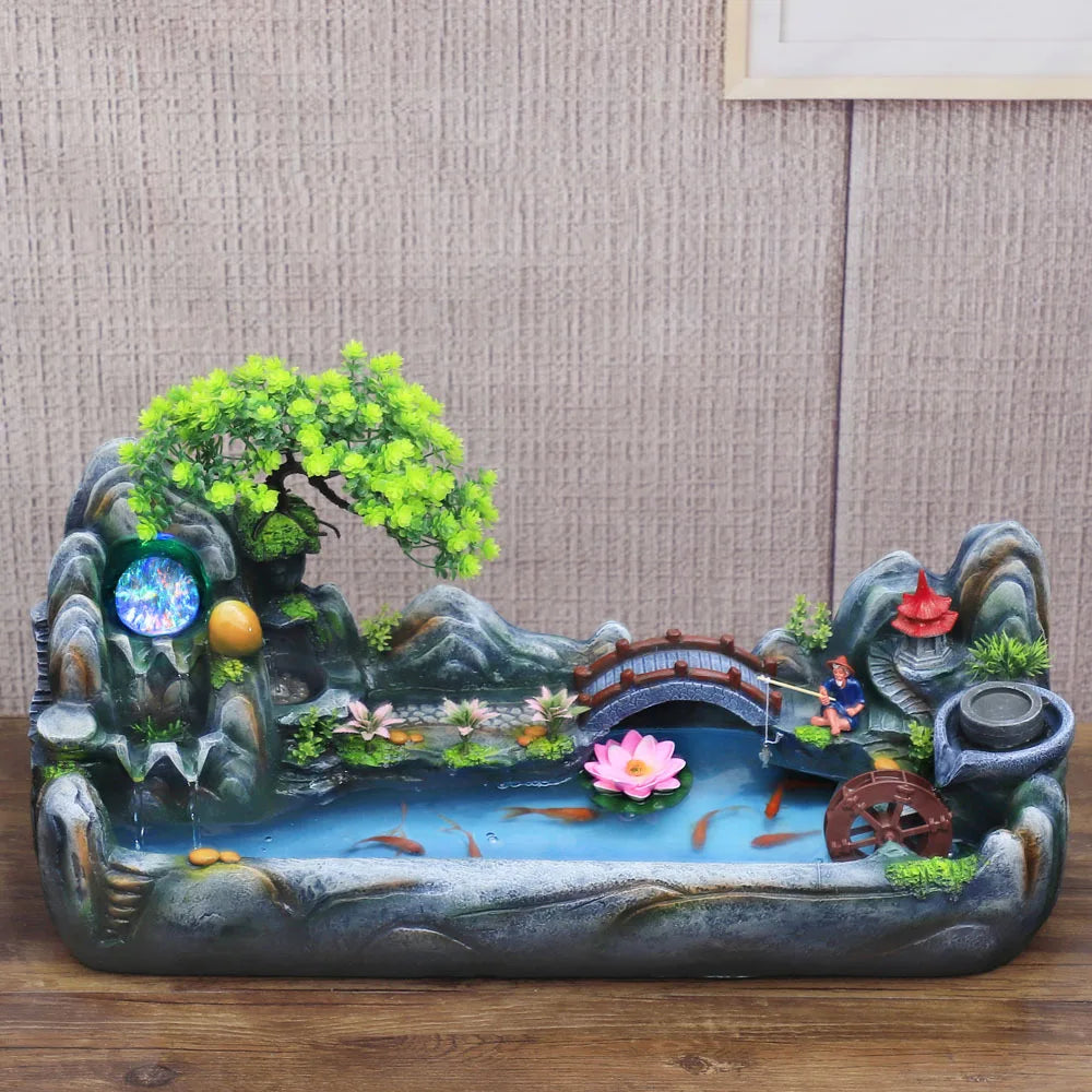 Wholesale Modern Minimalist Housewarming Living Room TV Cabinet Long Rockery Flowing Water Fountain Home Decoration Ornament