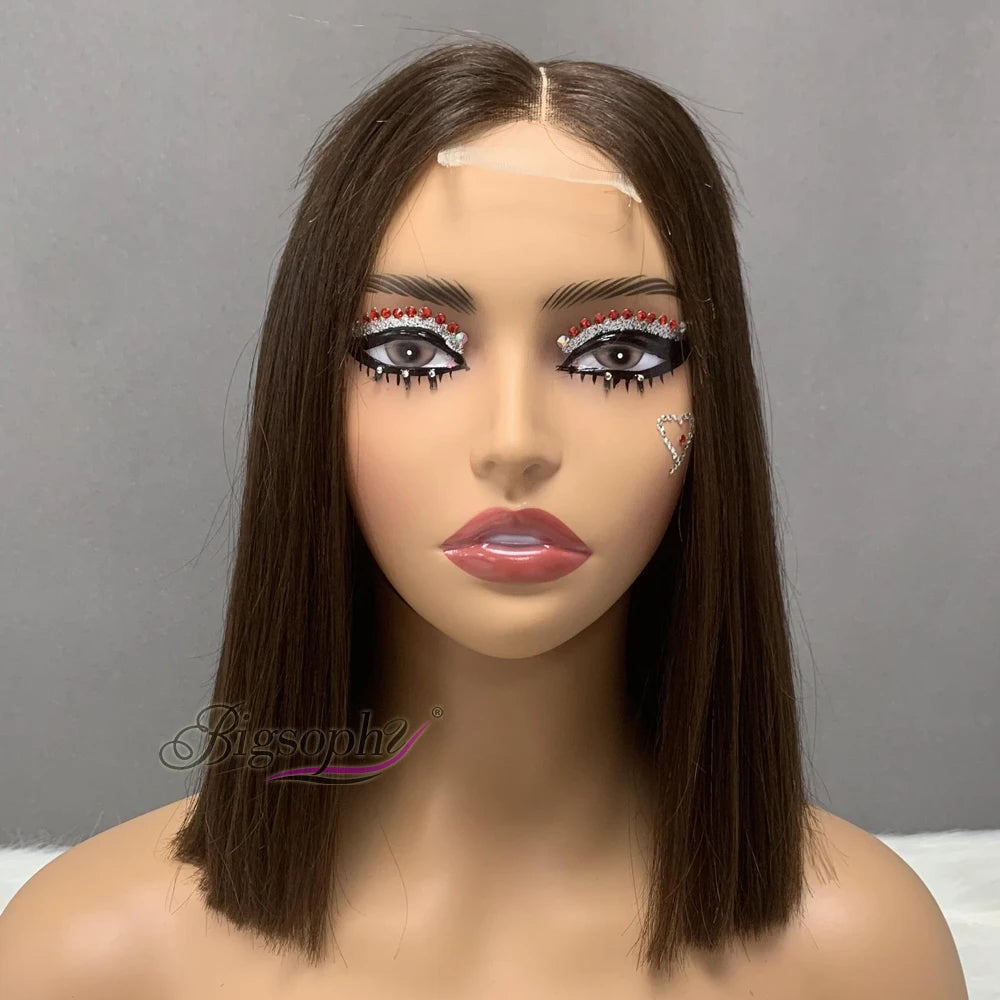 Good Quality Wigs 15 a Virgin Hair Vendors Wholesale Price 10 Inch Bob Bone Straight #T4/27/4 Color Lace 2*6 Closure Wig