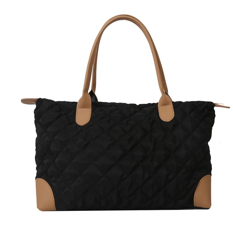 Women Lightweight Quilted Cotton Padded Shoulder Bag Casual Travel Shopper Shoulder Bag Nylon Pace Cotton Down Crossbody Bag