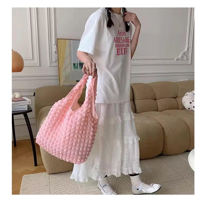 Women Summer Quilted Puffy Puffer  Underarm Bag  Large Capacity Tote Handbags Shoulder Bags for Girls