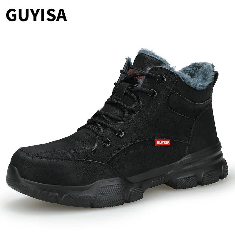 GUYISA New Men's and Women's Winter Warm Non-slip Steel Head Anti-piercing Men's Safety Shoes