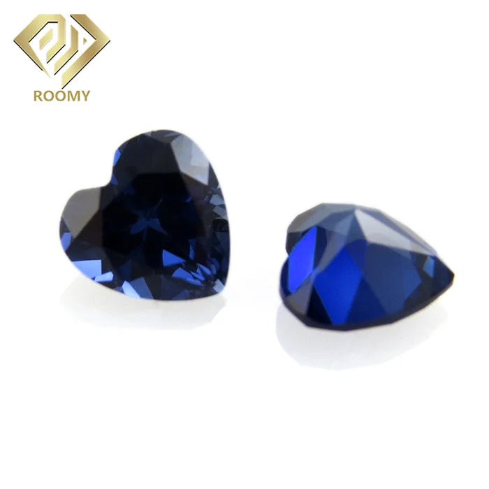 Heart Shape Lab Created 34# Blue Sapphire Stone Synthetic Blue Corundum Gemstone