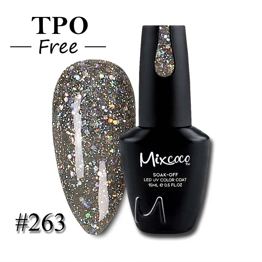 Mixcoco Manicure Pedicure Pigment Nail Supplies UV Gel Nail Painting Reflective Glitter Gel Nail Polish Soak Off Gel Polish S