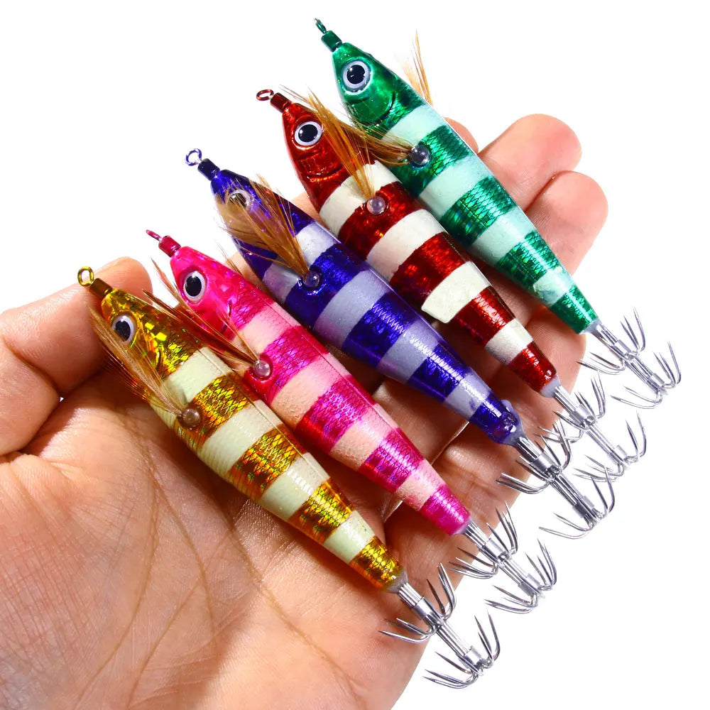 Wholesale SJ031 10.5cm 9.5g Saltwater Luminous Shrimp Baits Squid Jig Fishing Lures
