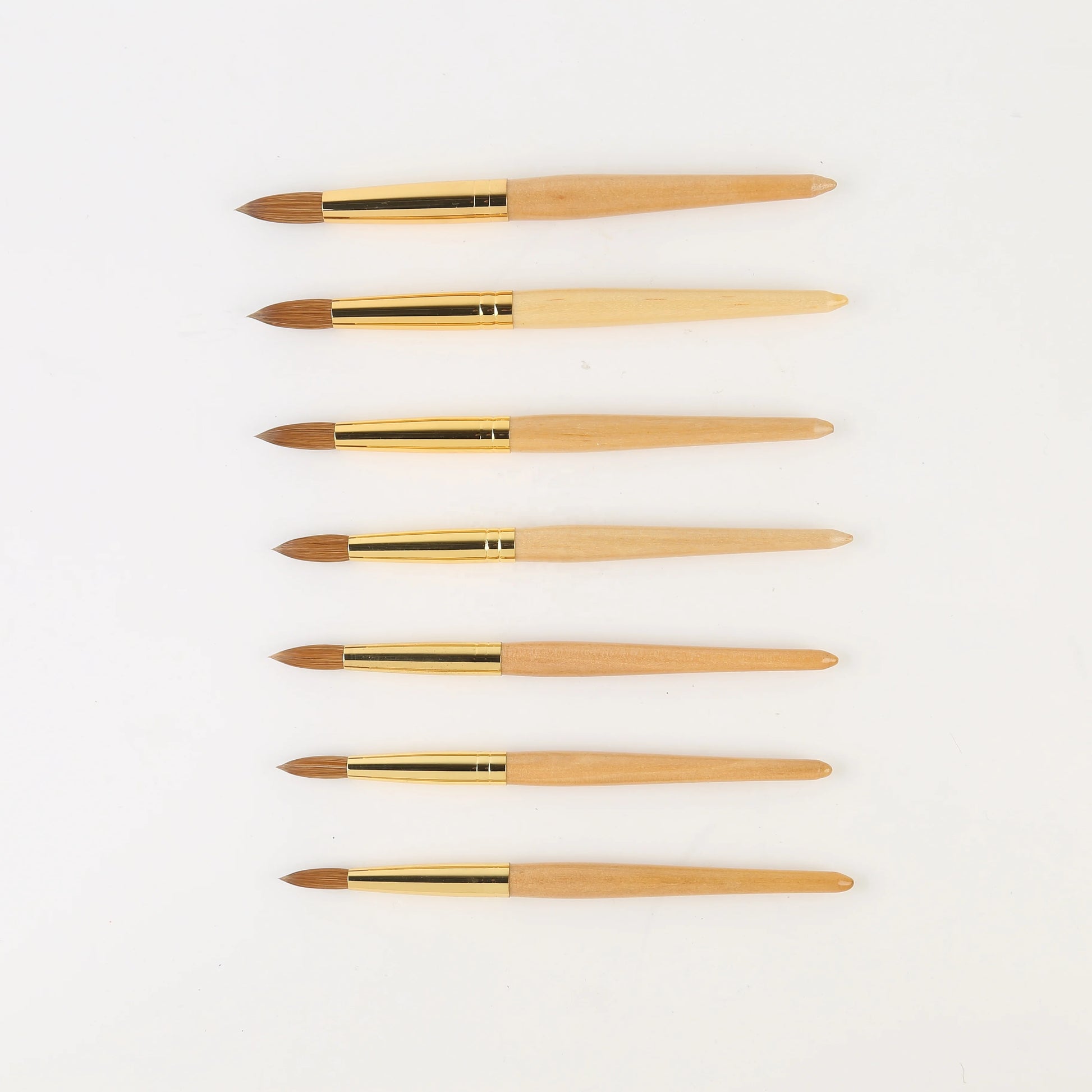 High Grade Wood Handle Kolinsky Hair Brushes #8-#20 for Professional Nail Use