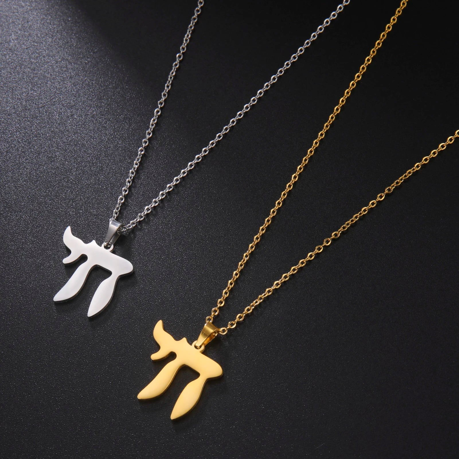 Hebrew Letter Chai Pendant Necklace Stainless Steel Amulet Jewish Judaism Necklaces Sign of Life Jewelry Birthday Gift