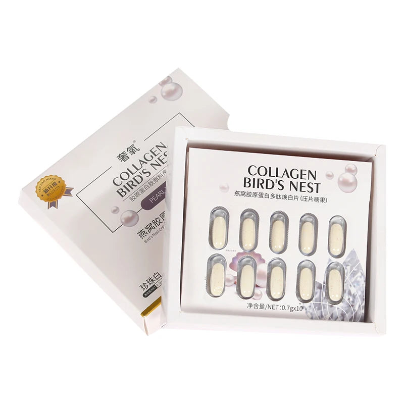 Custom Collagen Tablets Bird's Nest Pearl Extract Collagen & Vitamin C Supplement for Hair Skin & Nails Multi Collagen
